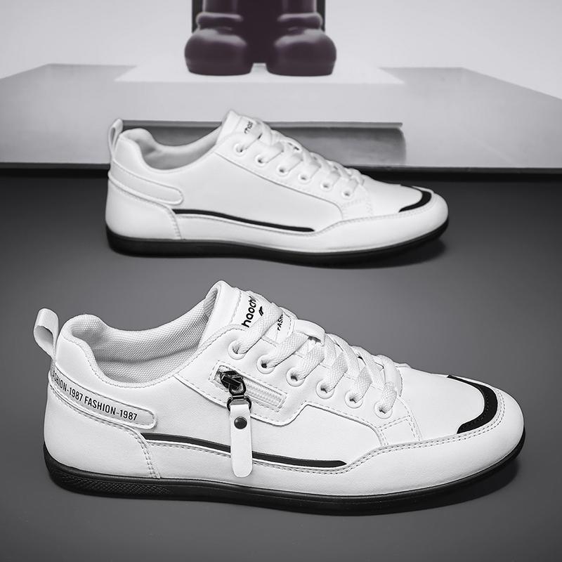 Fashion New Casual Shoes Men Sneakers Outdoor Leather Shoes Walking Shoes Loafers Comfortable Male Footwear Tenis Hombres Black White