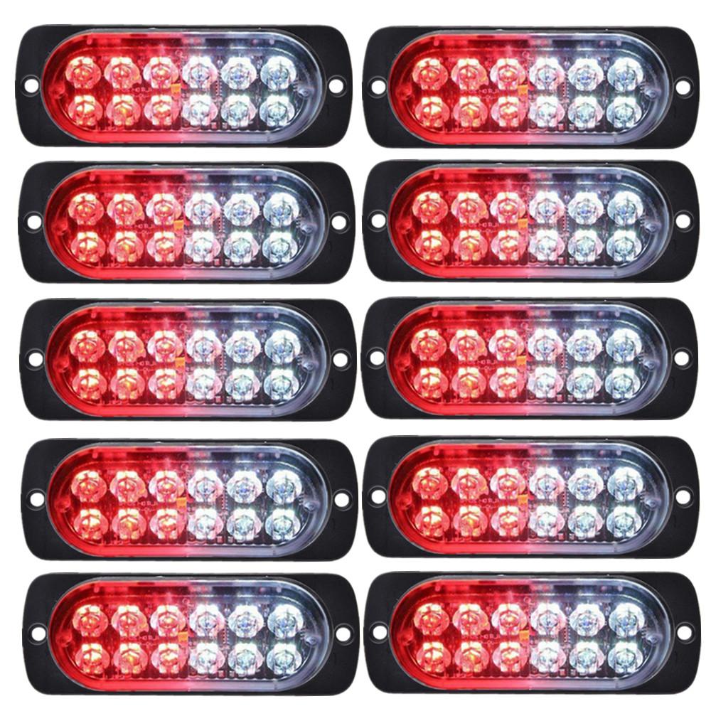 10PCS 12LED Lights Emergencies LED Car Strobe Lights Flashing Warning Light Beacon White Amber 12V 24V LED Stroboscopes For Auto