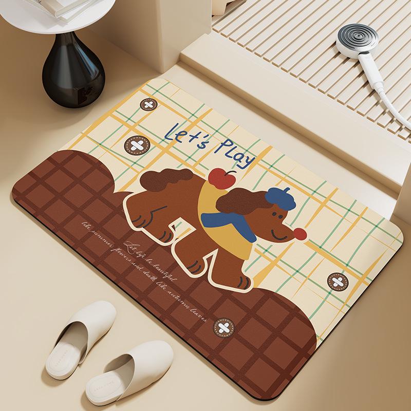 

Little Apple Cute Diatom Mud Bath Mat: Quick-Drying, Non-Slip, Water-Absorbent Floor Pad for Easy Cleaning. 40x60 cm