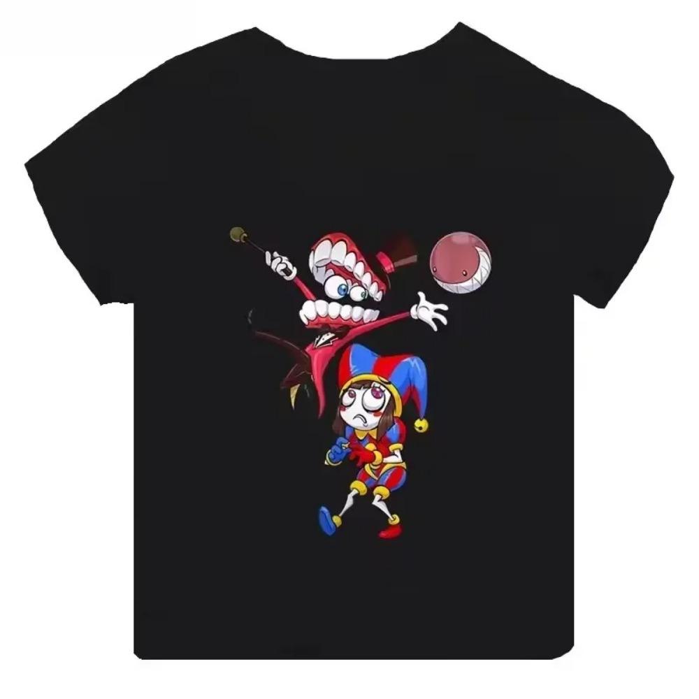 Letní dětská trička The Amazing Digital Circus Krátký rukáv Chlapec Dívka Kreslená Pomni Dětský top Ležérní dětské oblečení Trička