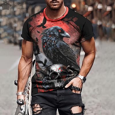 Vintage Horror Skull Pattern Print Fashion Street T-Shirts For Men 3d Skull Print O-Neck Oversized T-Shirt Short Sleeve Tee Tops