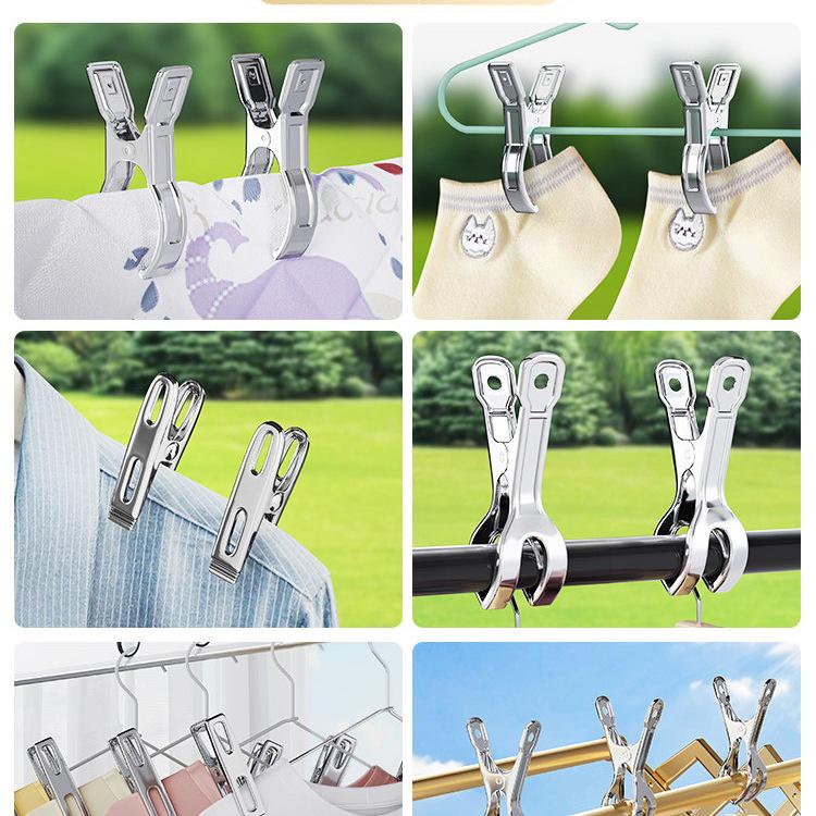 Stainless Steel Windproof Clothes Pins and Hangers Set for Drying and Sunning Quilts