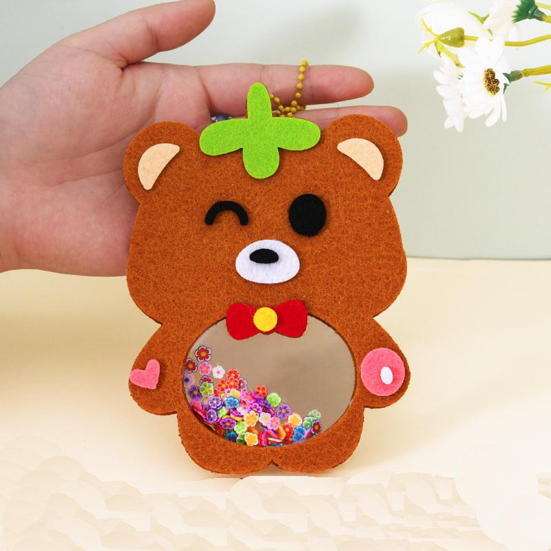 4Pcs Shaker Puzzle Toys Cartoon Non Woven Shake Pendant Diy Material Kits For Kids Easy To Paste Accessories Handmade Crafts