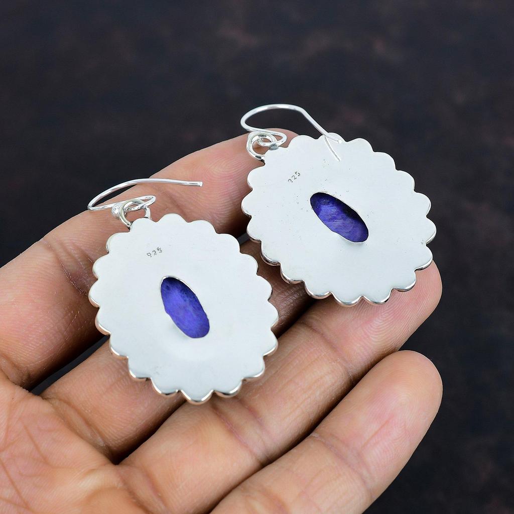 Charoitový drahokamový náušnice 925 sterlingové stříbro náušnice charoitové šperky ručně vyráběné náušnice náušnice s rodným kamenem zásnubní dárky elegantní šperky