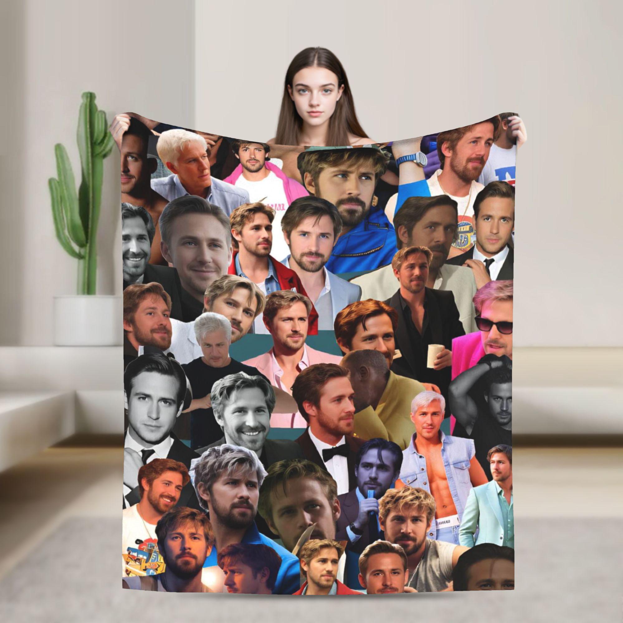 Ryan Gosling Collage Blanket Quality Warm Cozy Throw Blanket Winter Plane Travel Home Decor Print Bedspread 80x120cm