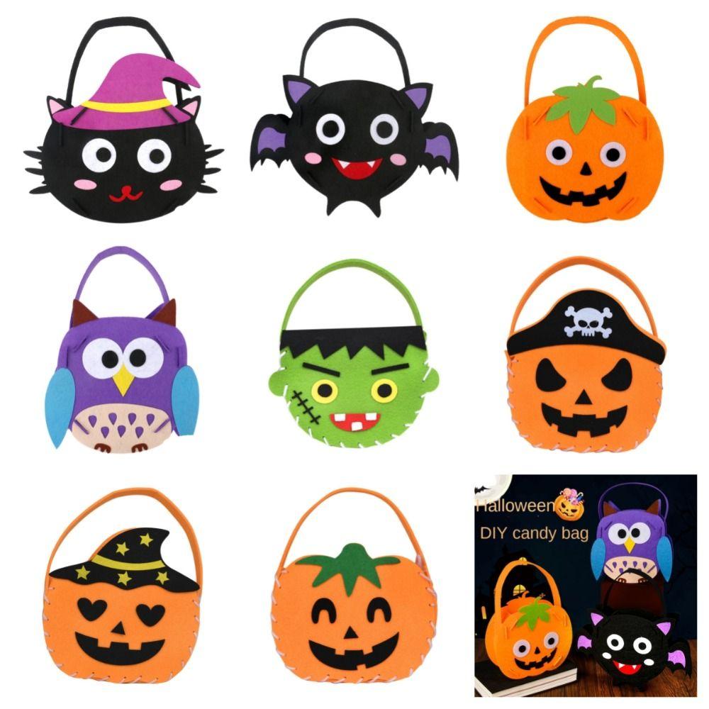 Storage Bucket Halloween Candy Bag Trick Or Treat Gift Basket Cartoon Halloween Bag  For Kids