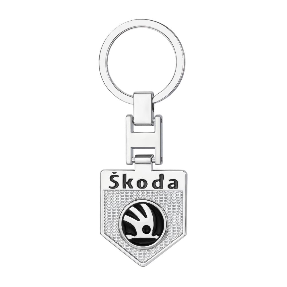 WOHE7 Car Logo Keychain Key Ring Chain Pendant Gifts For Skoda Octavia Kodiaq Fabia Karoq Superb Rapid Felicia RS Hubcap Accessories