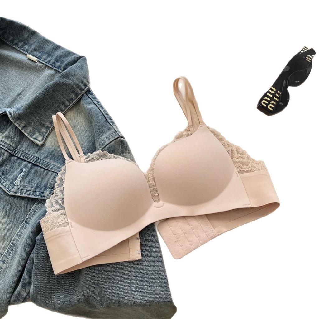 Small breasts show big gathering underwear women's no steel ring sexy lace collection breast anti-sagging seamless bra cover palm cup