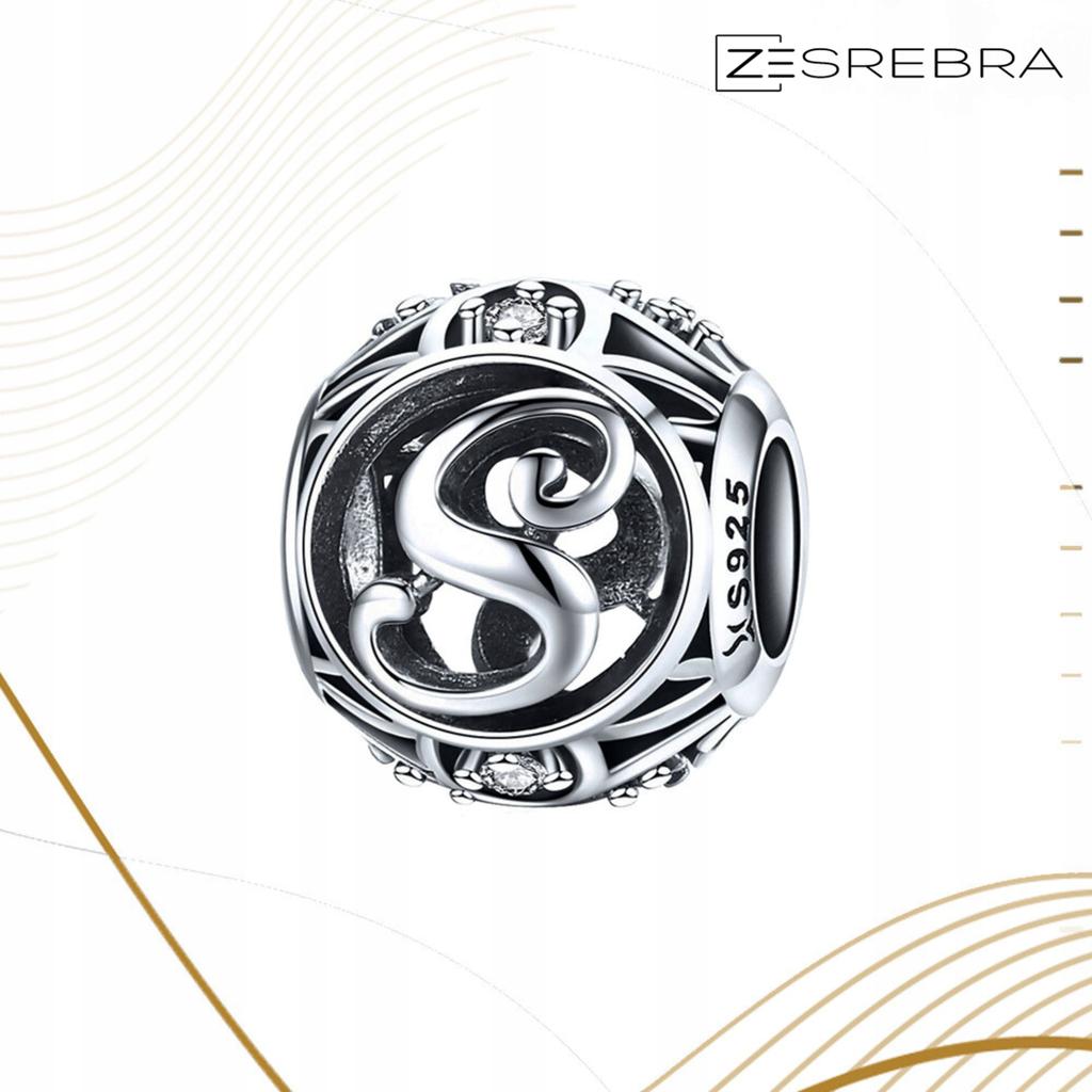Charms Letter S S925 Bead Beads Openwork Zircons Openwork Letter