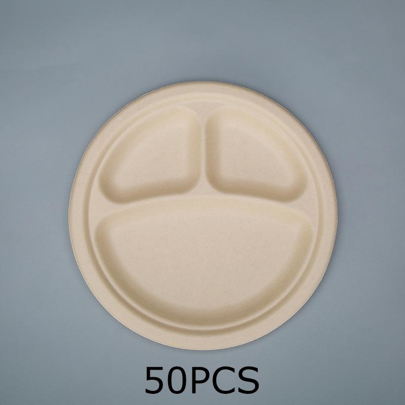 

WTEMPO 50 шт. 23 см одноразовые круглые бумажные тарелки домашние вечеринки разделенные тарелки разлагаемые тарелки для орехов фруктов тарелки для пикника на открытом воздухе барбекю 50pcs хаки