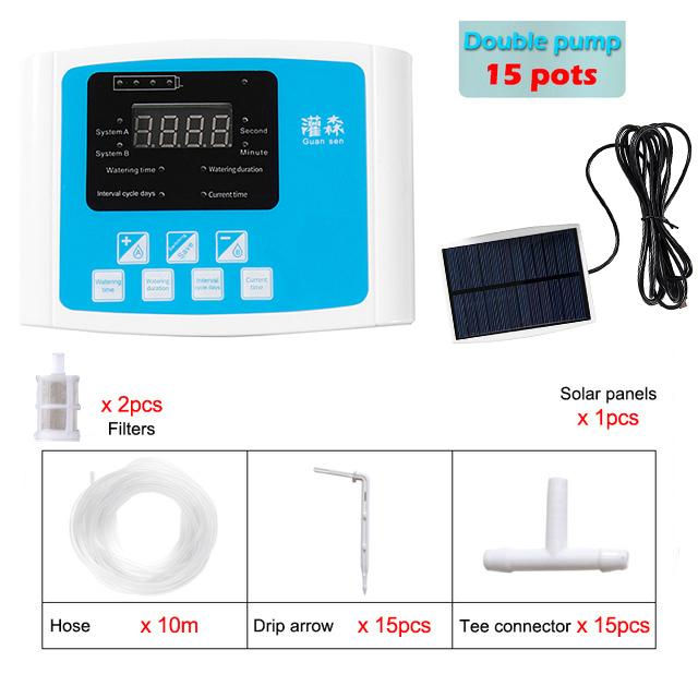 Solar Irrigation System Garden Automatic Drip Irrigation Kit Watering Timer Device Plant Irrigation Controller