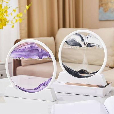 12'' Sand Art Liquid Motion 7" Moving 3D Color Quicksand Decor Flow Sand Painting Hourglass Decor Desk Toys Gift for Office Bedroom Home Bar