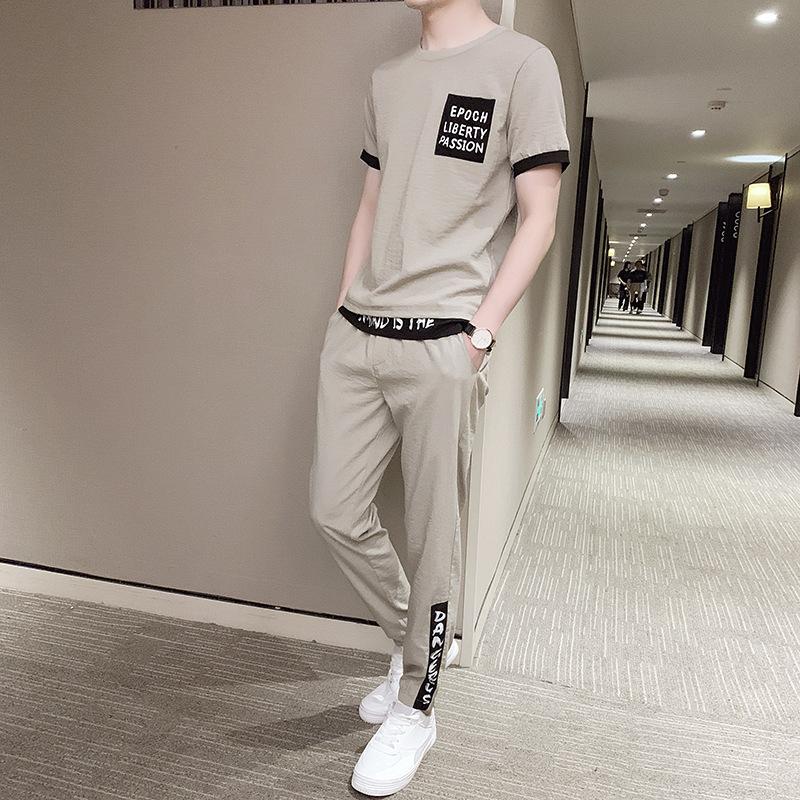 Short Sleeved T-shirt Set Men's Summer Sports Two-piece Set Fashionable