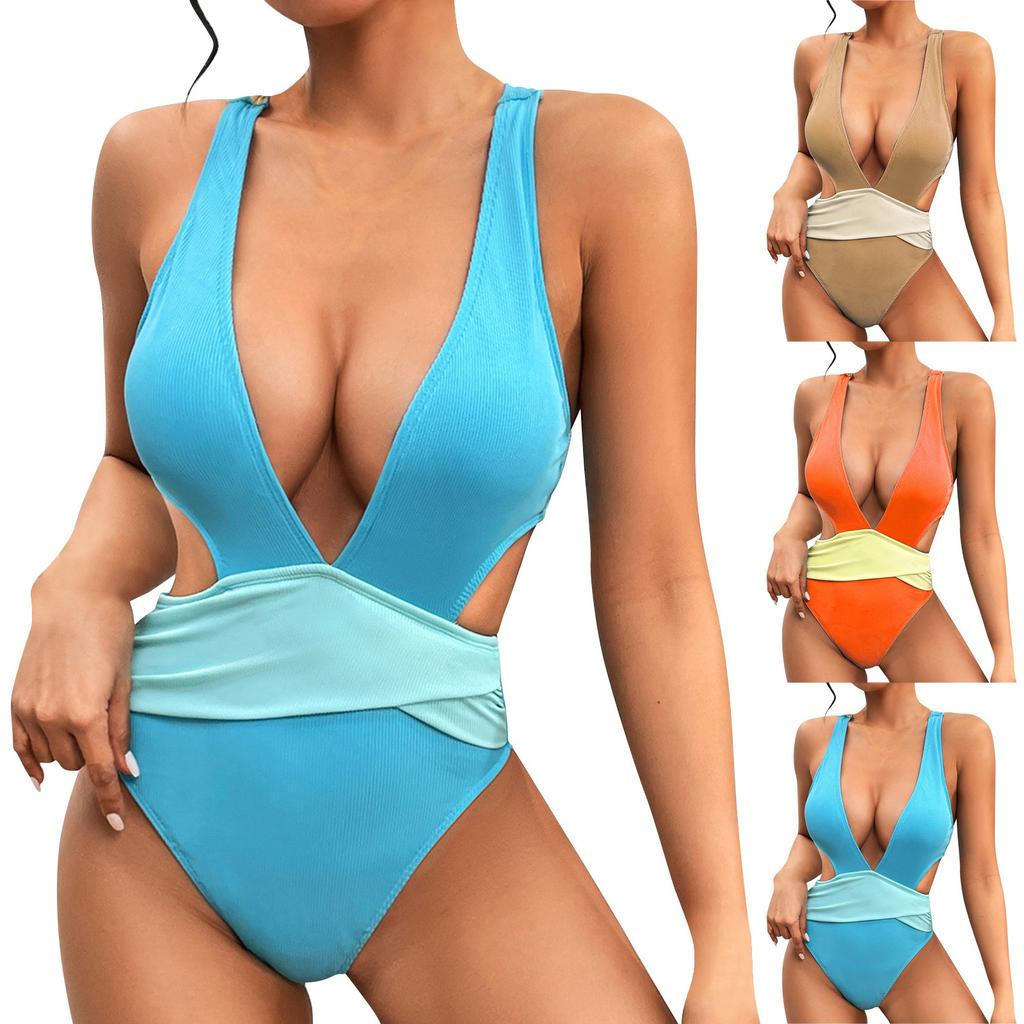Women's One-Piece Sexy Bikini Solid Color With Bra Pads No Steel Support Swimsuit