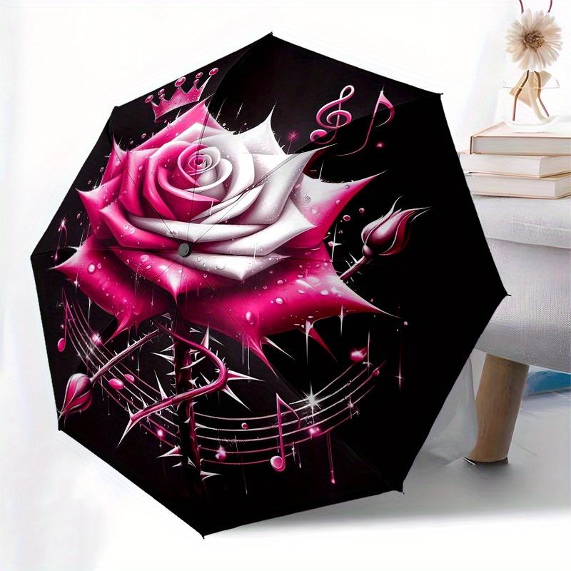 1pc Royal Melody Rose Umbrella with Plastic Handle,Suitable for All Seasons Home Travel Outdoor UmbrellaB1819