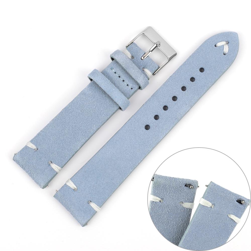 High Quality Vintage Suede Leather Watch Straps Blue Watch Bands Replacement Strap for Watch Accessories 18mm 20mm 22mm 24mm
