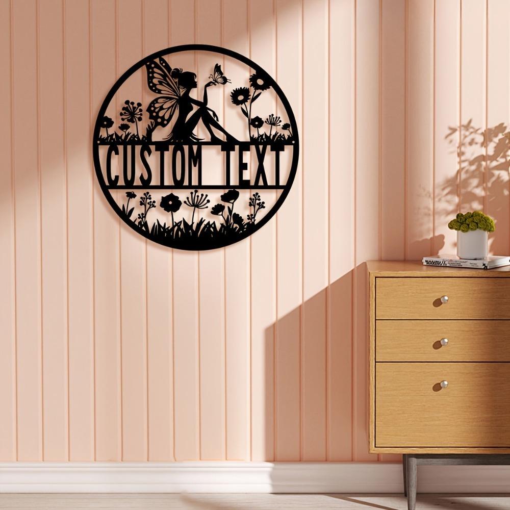Personalized Flower Fairy Metal Wall Art Custom Name Family Name House Number Indoor Outdoor Home Decor