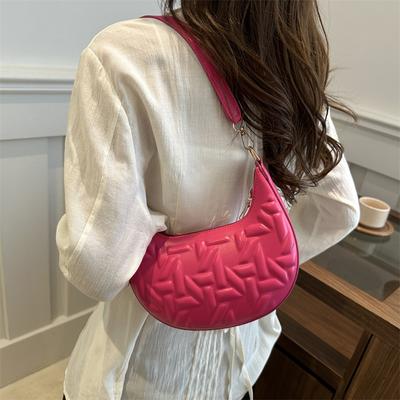 Fashion Pressure Crescent Bag Fashion Shoulder Bag Textured Pu Underarm Bag Versatile Women'S Bag