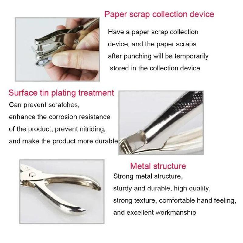 Metal 3/6mm Pore Diameter Punch Pliers Single Hole Puncher Hand Paper Scrapbooking Punches 1-8 Pages Paper Hole Puncher