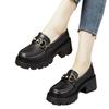 Spring 2024 new women's shoes versatile work small leather shoes thick soles increase height British style one pedal single shoes