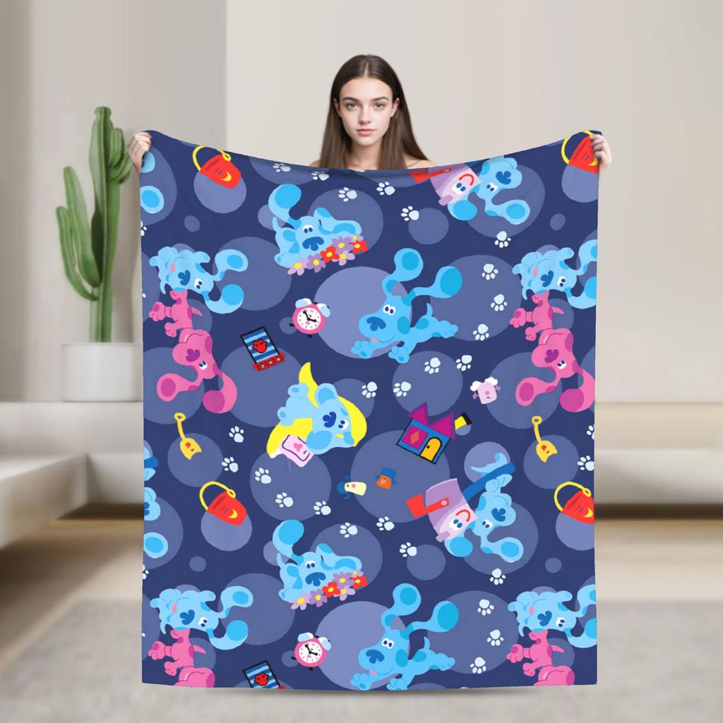 Soft Warm Blanket Airplane Travel Blue's Clues Collage Throw Blanket Cartoon Flannel Bedspread For Couch Chair Sofa Bed Sofa Bed