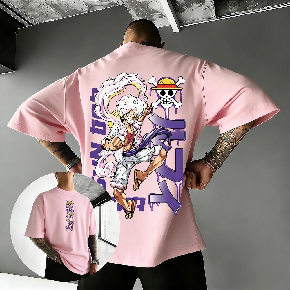 Plus Size One Piece Anime Printed Summer Men and Women Tshirt Casual Parent Child Top Fashion Y2K Harajuku Style Street Wear