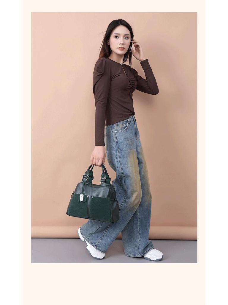 2025 Frosted Cowhide Multi-Compartment Pillow Handbag - Women's Versatile Shoulder & Crossbody Bag