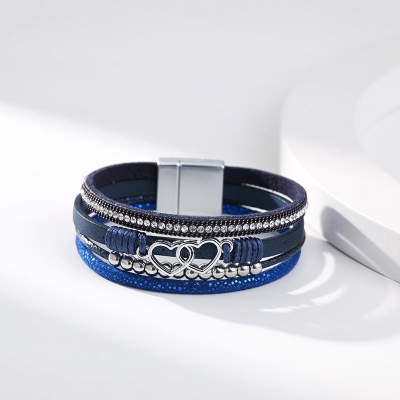 Multi Layer Leather Bracelet for Women Heart Accessories  Stylish Ladies Hand Jewelry Gift