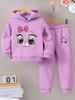 Fall/Winter new casual comfort warm girl's print warm lining hoodie and sweatpants set