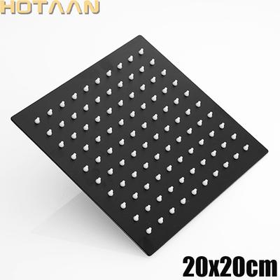 . Schwarz Beschichteter 8 Zoll 20x20cm Quadratischer Überkopf-Regenduschkopf, Edelstahlmaterial, Badezimmerdusche Chuveiro