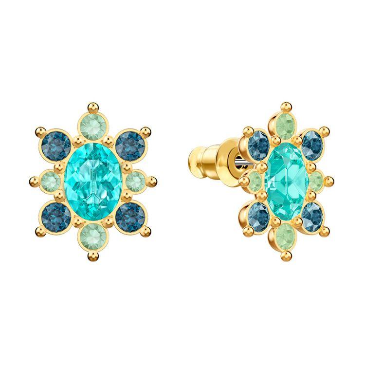 Swarovski Fashion Light Luxury Perforated Flower Green Crystal Earrings Women Earrings 5461791