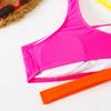 Color Blocked Bikini One Shoulder Bandage Hollow Out Swimsuit Bandeau Swimwears Women 2 Piece Beach Vacation Outfit Bathing Suit