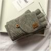 Men's Winter Ribbed Half-Finger Fingerless Thickened Warm Gloves