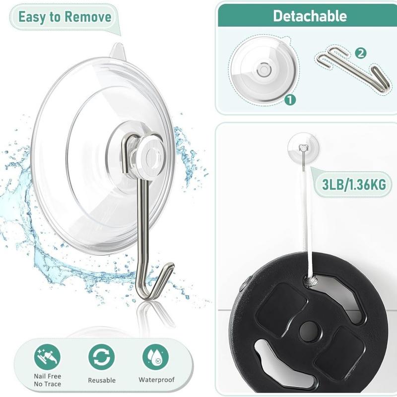 10/5Pcs Suction Cup Hooks Transparent Strong Suction Cup Holder with Metal Hooks Wall Hooks Towel Hanger Home Kitchen Bathroom