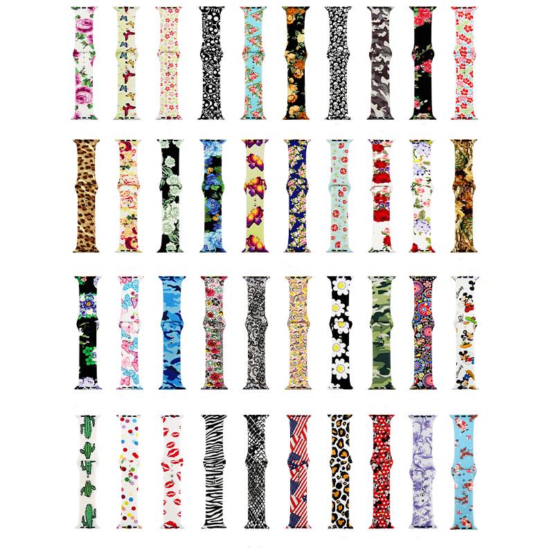 Měkký silikonový řemínek pro řemínek Apple Watch 5 4 40mm 44mm řemínek se sportovním potiskem pro řemínky řady iWatch 3 2 1 náramek 38mm 42mm