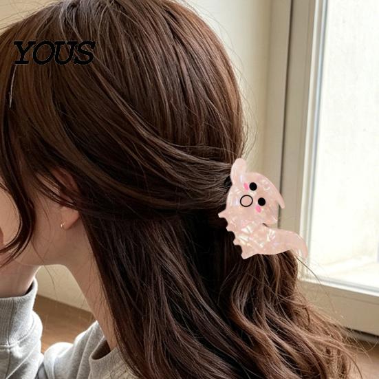 Medium Length Hair Clip Halloween Claw, Cute Ghost Gripper, Firm Grip with Elastic Gripper Shimmer for Long Hair, Comfortable Stylish Accessories