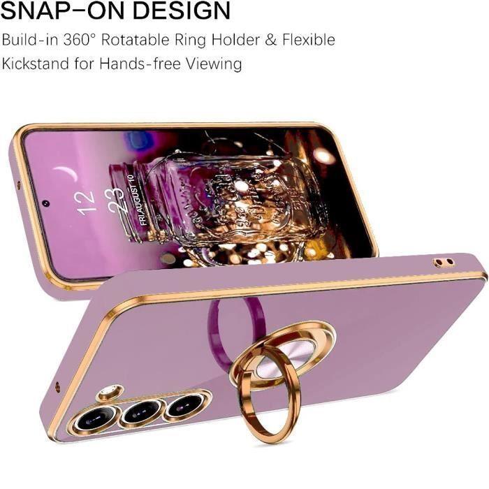 Coque - BOOLING - pour Samsung Galaxy A14 4G/5G - Silicone Liquide - Violet - Support Rotatif