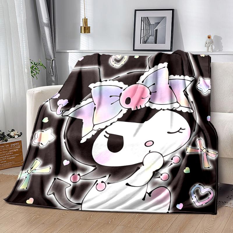1pc Blanket Sanrio Kuromi2 Print Design, Lightweight Blanket for Sofa, Bed- Soft &Warm, Gift for All Seasons Like Christmas, Halloween