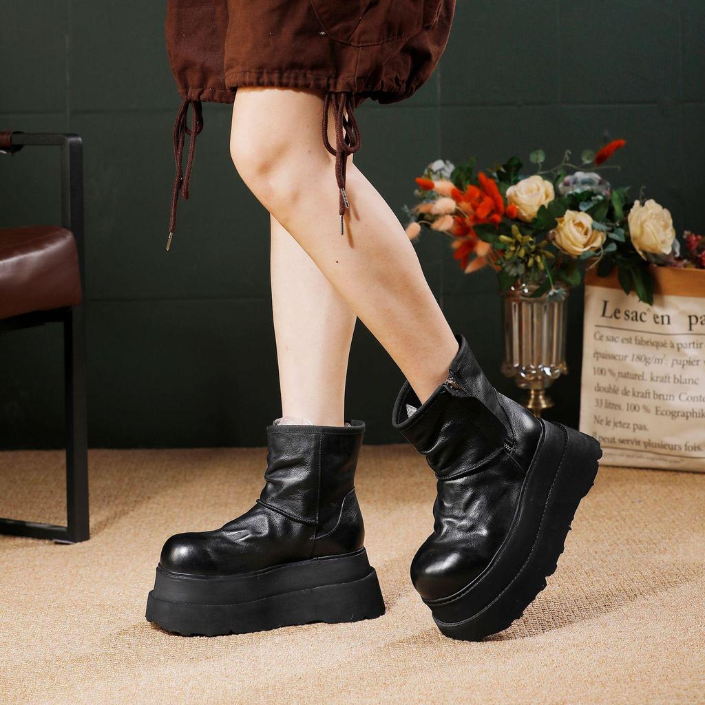 Women's Khaki Height-Increasing Ankle Boots - Soft, Lightweight Cowhide, Early Autumn 2025