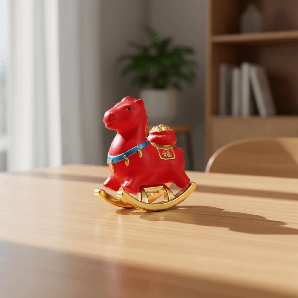 with Blessing Word Year of The Horse Zodiac Ornament Mini Horse Mascot Statue Study
