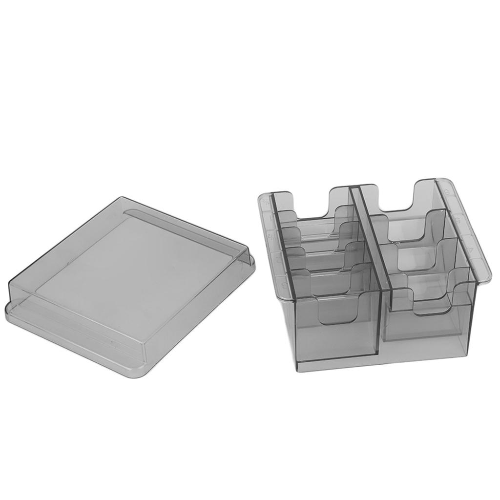 Caixa de Armazenamento de Pentes de Limite Caliper de Posicionamento para Aparador de Cabelo Organizador com Divisórias Transparente Cinza