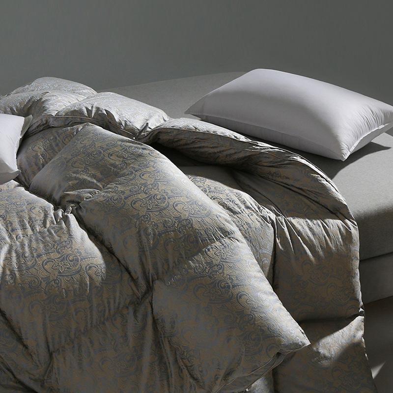 Ren bomull, stille dundyne femstjerners hotell vinterfortykket 95 hvit gåsedundynekjerne sølv silke langstiftet bomullsdyne