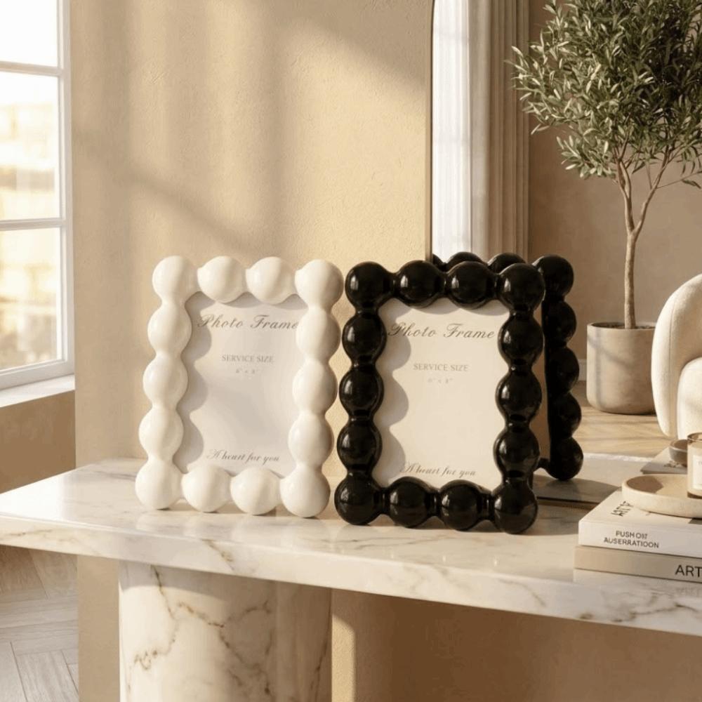 8 Inch Resin Photo Frame Luxury Picture Display Frame DIY Round Ball Border Frame Office Desk