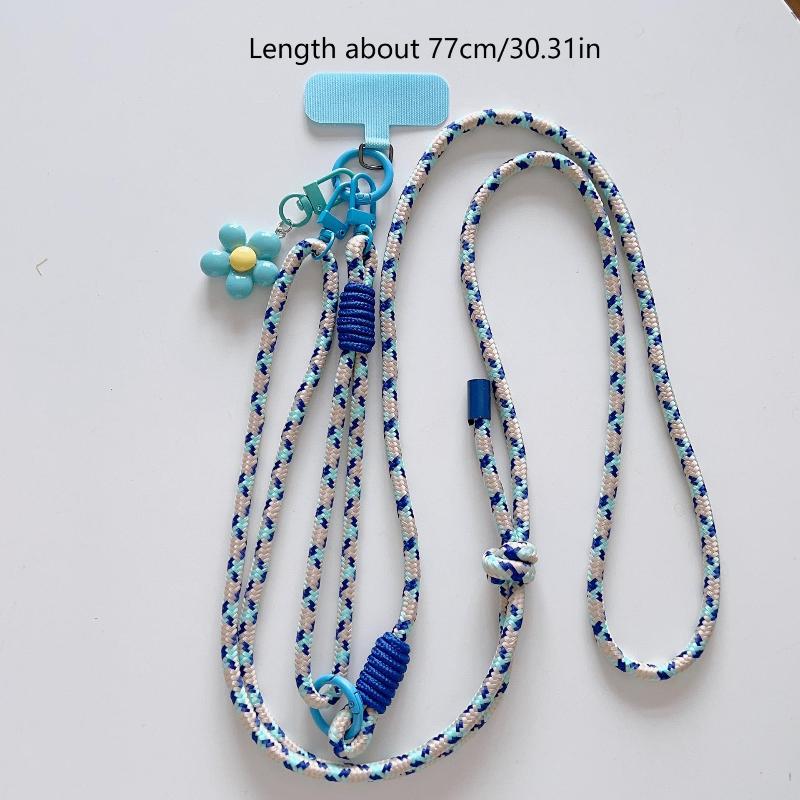 Sweet Colorful Long Cell Phone Lanyard Detachable Anti Lost Phone Shoulder Straps Simple Flower Pendant Mobile Phone Charms