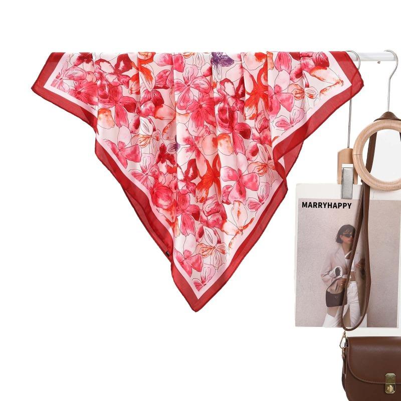 Women S Printed Silk Like Small Scarf 70cm Versatile Fashion Travel Sun Protection