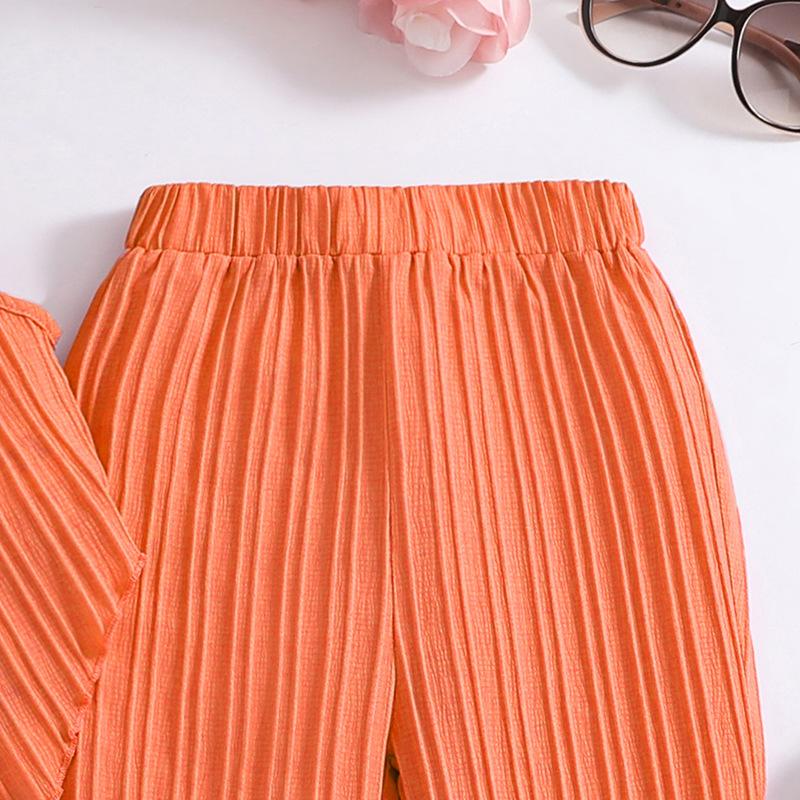 Μόδα για κορίτσια Καλοκαιρινό Παιδικό Κομψό Αμάνικο Top Casual Παντελόνι Κοστούμι δύο τεμαχίων