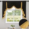Soundproof Blackouts Valance With Decorative Tasseled Border Rippled Texture Flame Retardant Drapes