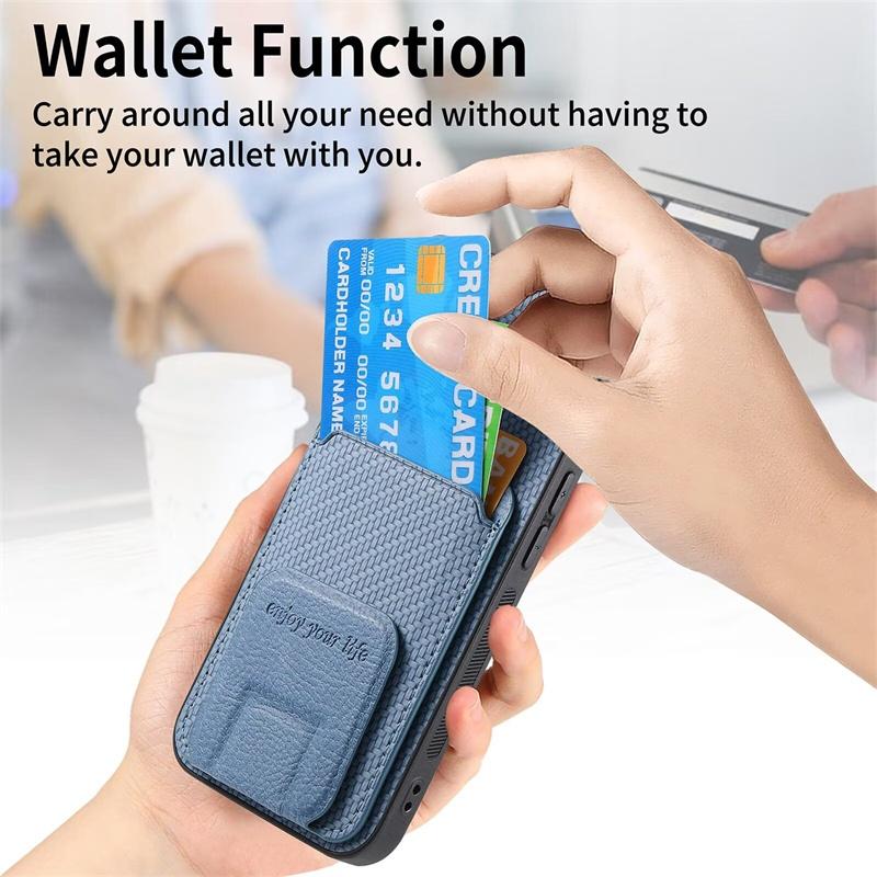 For Redmi 10 10A 10C 12 14C 14R 15 15C K40 K50 K60 K70 K70E Ultra Pro Plus 4G 5G Case Carbon Fiber Shockproof Cover Card Holder Car Magnetic Mount