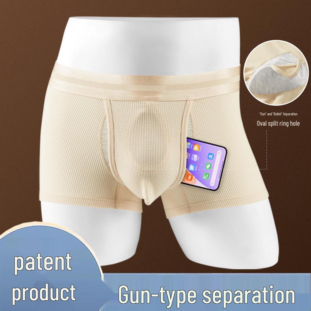 Raumkapsel Herren Waffelbaumwolle Boxershorts: Einfarbige, atmungsaktive, trendige Sportunterwäsche.