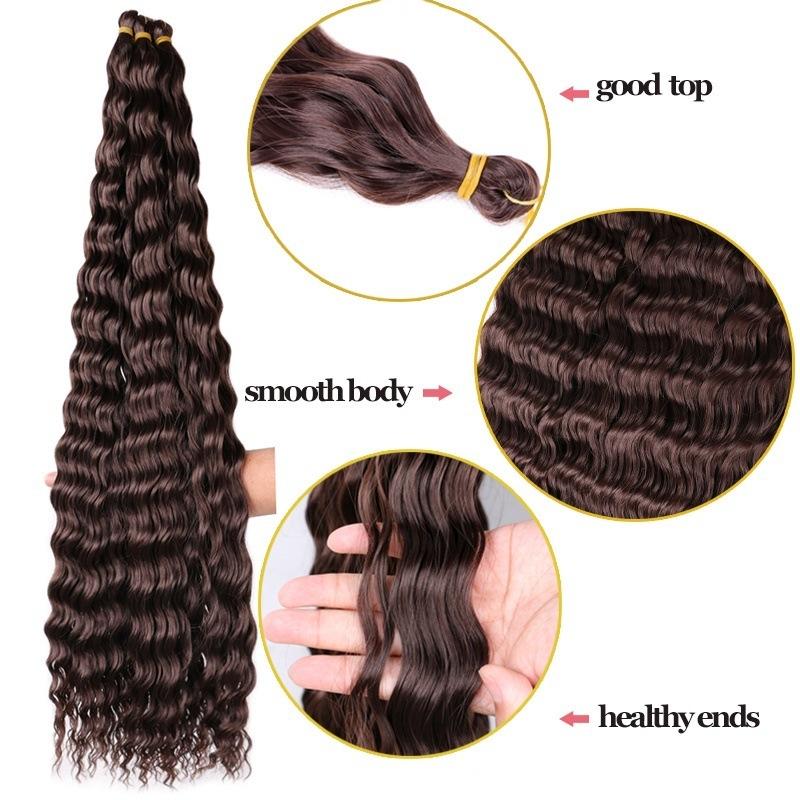 30Inch Syntheitc Pre Stretched Long Deep Wave Curly Braiding Hair Extensions Ocean Wave Crochet Hair for Women